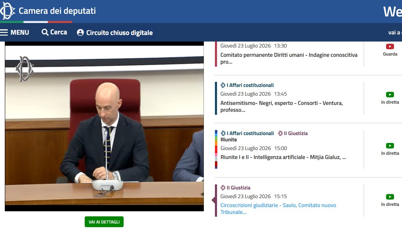 Il presidente della Commissione Giustizia della Camera on. Ciro Maschio nel corso dell’audizione (fermo-immagine dalla diretta streaming su camera.it)