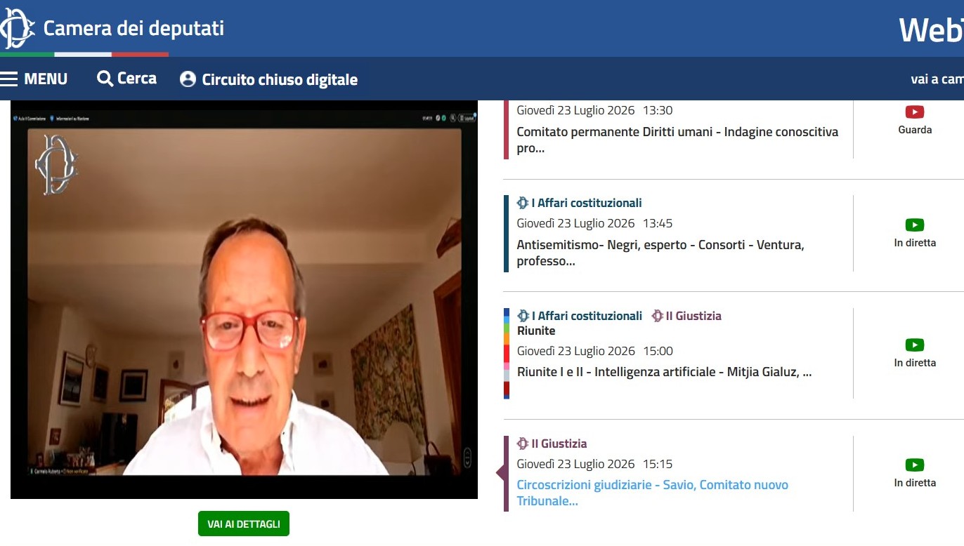 L’ex procuratore della Repubblica dott. Carmelo Ruberto in audizione (fermo-immagine dalla diretta streaming su camera.it)